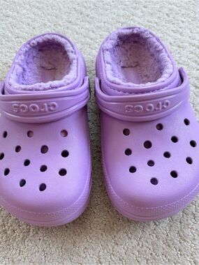 CROCS Kids Plush-Lined Clog in Lavender